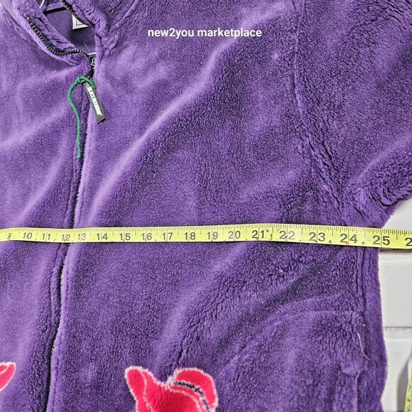 Vintage Black Mountain Outdoor Heavy Fleece Jacket Sz Large Purple Chic Red Hat - Picture 4 of 9
